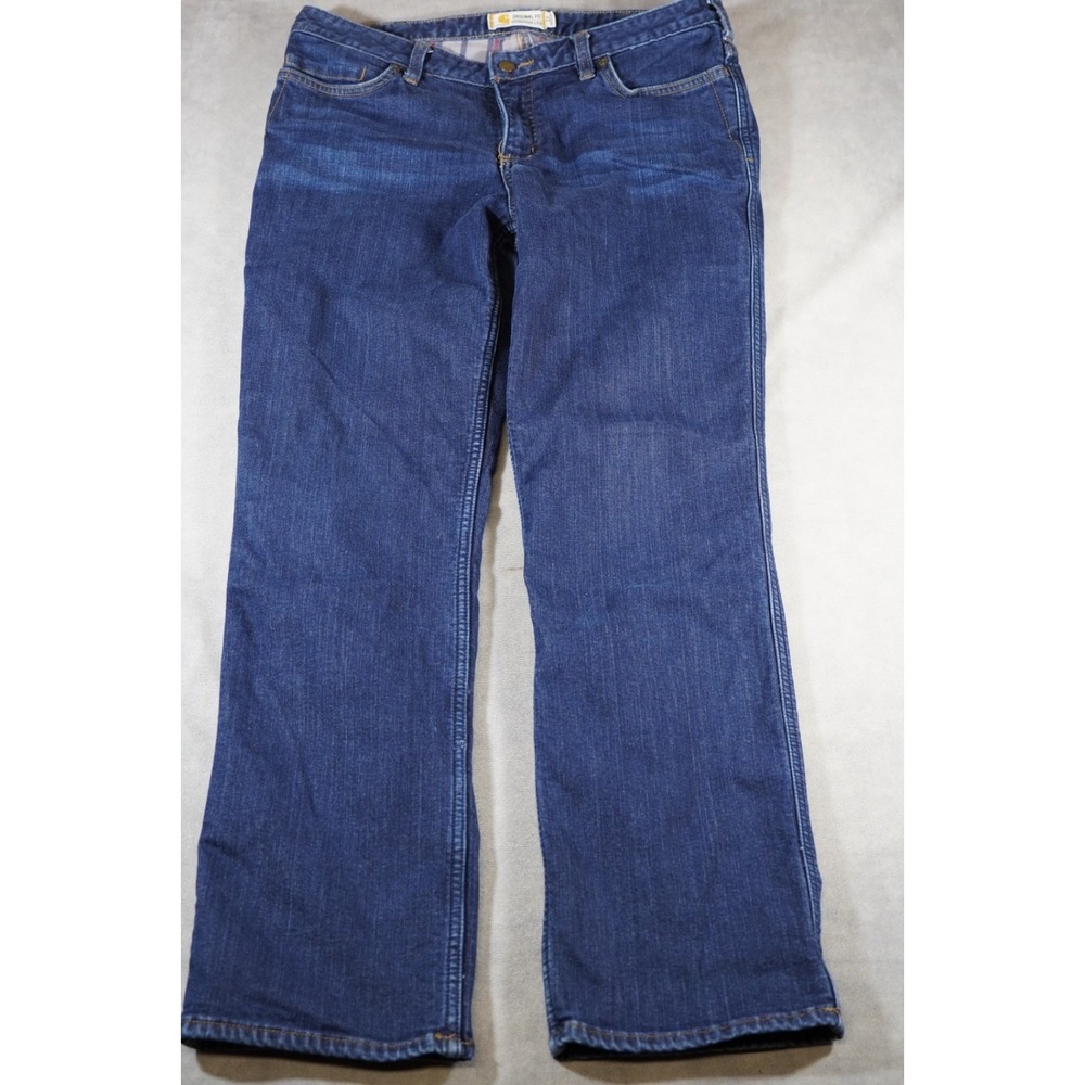 Carhartt Jeans Womens Size 12 34x31 Blue Lined Straight Leg Regular Original Fit